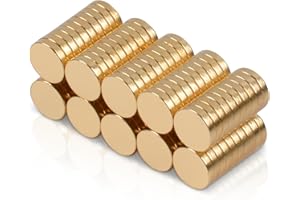 MIN CI 5 x 1 mm Mini imanes redondos fuertes, 100 unidades, pequeños y fuertes, imanes dorados para pizarra magnética, frigorífico, pizarra blanca