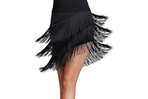 YM YOUMU YOUMU Falda de baile de tango latino para mujer, con flecos y borlas, para salsa, Samba