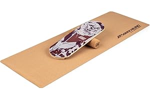 BoarderKING Indoorboard Classic - Tavola di Equilibrio per Surf e Skate Indoor, Tavola Propriocettiva per NeuroMuscular Response Training, incl. Tappetino Protettivo
