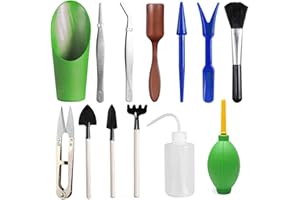 ROSEFLOWER Lot de 13 Mini Outils de Jardin,Kit d'outils de Transplantation Succulente, Transplantation à la Main, Outils de Jardinage Miniatures avec Sécateur Ciseaux Mini Arrosoir Rteau Pelle