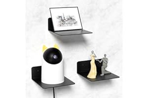 Wisfame Kleine Schwarze Wandregale, Metall Schweberegal 3er-Set, 12.5cm Mini Regale Wand für Kleine Gegenstände, Wandmontage Selbstklebende Regale für Wohnzimmer/Schlafzimmer/Büro, Duschregal