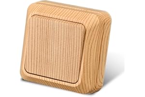 WESA Interruptor de palanca montado en la superficie, grano de madera, 1 compartimentos, 1 vía, interruptor mecánico de pared de 86 mm, interruptor estándar 10 amperios, 250 V