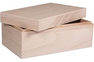 Rayher 62815000 Natural Wood Box with Lid for Craft, DIY Wooden Keepsake Box, 20 x 12 x 9 cm