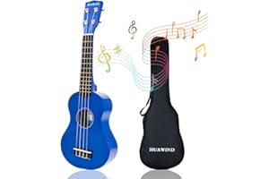 HUAWIND Hua Wind Soprano Ukulele, 21 Zoll, für Anfänger, Kinder, Gitarre, 4 Saiten, Ukulele, für Kinder aus Holz, mit Konzerttasche