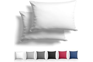 ‎ALREYA Alreya 2er-Set Mako Satin Kissenbezug 40 x 80 cm - 100% Baumwolle mit Reißverschluss, Superweicher Kopfkissenbezug 40x80, Kissenhülle, Oeko-TEX® Standard Zertifiziert, Weiß, nur Kissenbezug