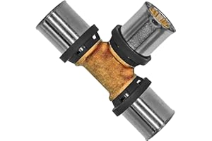 MegaHaustechnik T Stück für 16,0 x 2,0 mm Mehrschicht Aluminium Verbundrohr Außendurchmesser x Wandstärke Press Fitting aus Messing TH U Profil Kontur 90° Grad Abzweig Verbinder Kupplung