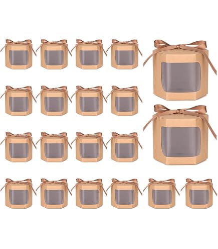 20 Scatole Regalo In Kraft Con Finestra Trasparente, 8,5x8,5x10 Cm, Complete Di Corda E Tag, Ideali Per Biscotti, Candele, Gioielli E Bomboniere