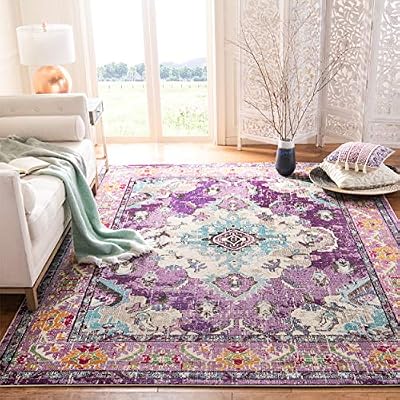 Safavieh Tapis délavé Contemporain motif, Tissé Polypropylène Tapis en Violet / Beu Clair, 160 X 230 cm
