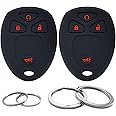 2Pcs Silicone 4 Buttons Key Fob Cover Remote Case Keyless Protector Compatible with Chevrolet Silverado Suburban Tahoe Traverse GMC Acadia Savana Sierra Yukon Cadillac Escalade ESV EXT SRX Saturn Vue