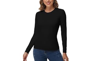JTSONN T-Shirt Thermique à Manches Longues pour Femmes sous-vêtement Thermique d'hiver Fonctionnel Chaud T-Shirt de Sport Respirant avec Polaire Intérieure