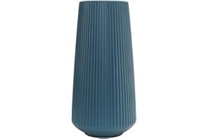 SANWOOD Vase géométrique en céramique, pots de fleurs artificielles, plantes modernes, vase décoratif en plastique de style nordique pour arrangement de fleurs séchées pour la maison, le bureau – Bleu