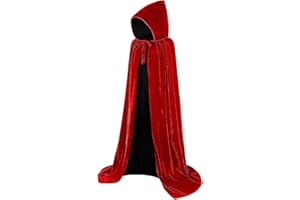 BIGLUFU Cape à Capuche Halloween, Deguisement Halloween Cape en Velours, Cape de Déguisement Vampire Sorcière Costume Cape de Costume d'Halloweenpour Femmes Hommes