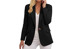 GENERIC Blazers for Women UK,Ladies Blazer Suit Solid Button Suits Coat Elegant 3/4 Sleeve Notch Lapels Collar Jackets Fall Business Work Office Elegant Jackets Open Front Jacket Cardigans Top Outerwear