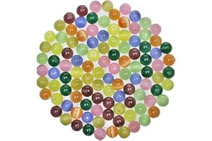 MJDCB 200pcs 8mm Stone Beads Kit Round Loose Gemstone Pink Light Yellow Light Green Dark Green Light Blue Grayish Yellow Orange Purple Red Cat's Eye Stone Beads for Bracelet Necklace Earrings Jewelry Making