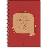 L&eacute; Color 2015074/2 Eco Kraft Hard Cover, Spiral, Yellow Paper, 200 Pages, Red