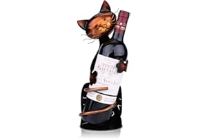 Tooarts Cat Wine Bottle Holder, Free Standing Wine Rack Metal Sculpture Crafts, Collectible Animal Figurines Home Decorations, Interior Kitchen Bar Decorations Gift for Cat Lovers and Wine Lovers