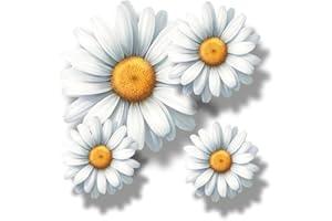 LAOGRAPHICS x9 Daisy Flower Vinyl Sticker, Floral Decal Cover up Marks, Multi-Purpose Ideal for Bin, Car, Laptop, Bike, Wall, Dustbin. Camper Van, Motorbike & More. Weatherproof & Vibrant. (White Daisy)