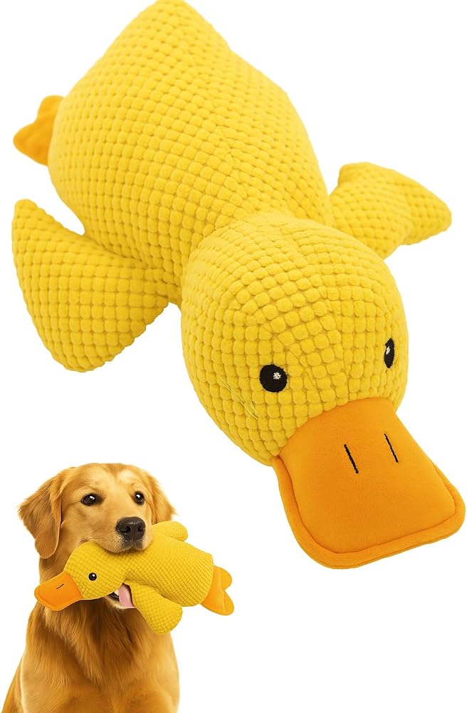 Busstier Köpek Oyuncağı Ördek Şekilli Peluş Sesli ve Hışırtılı Dayanıklı Çiğneme ve Isırma Oyuncağı Anti Stres Yumuşak Peluş Köpek Eğitim ve Oyun Oyuncağı (Sarı)