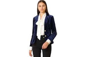 Allegra K Giacca Blazer Vintage in Velluto Donna con Bottoni e Tasche da Ufficio,Collo con Revers