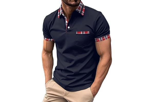 Polotröja för män, kortärmad normal passform, basic t-shirt för män, svart, , herrmode vår, ledig kortärmad, knappar, enfärga