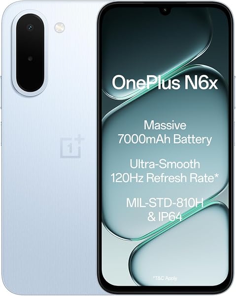 OnePlus N6x | 4GB+128GB | Ice Blue | 7000mAh Battery | Power for Days | 48-Months Smoothness | Smooth 120Hz Display | Largest 5300mm2 Cooling System | Military-