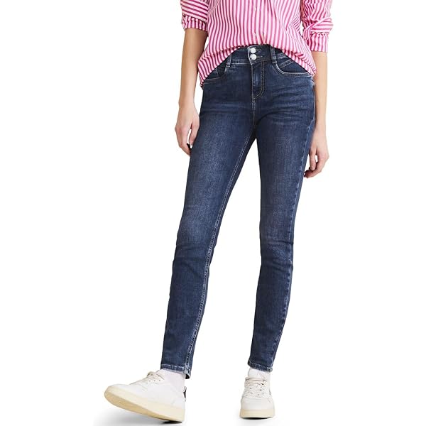 Street One Damen Jeans Slim Fit – Light Blue Random Wash – Größe 32/30