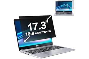 ZOEGAA Filtre de confidentialité pour ordinateur portable 17,3" pour grand écran 16:9 15" x 8,5" – Protection de confidentialité et anti-lumière bleue