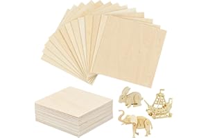 CLEMINSTA 20 Piezas Hojas de Madera de Balsa, 100x100x1.5 mm Madera Contrachapada, Madera Contrachapada sin Terminar de Chapa de Balsa,Tablero de Madera Delgado para Manualidades Proyectos de Maquetas de Barcos