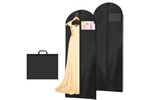 AMFUN 180x60cm Kleidersack, 2 Stück Faltbare Kleiderhülle mit Griffen, Atmungsaktive Kleidersäcke mit Reißverschluss, Feuchtigkeit für Brautkleider Abendkleider (Schwarz)