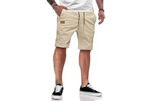JMIERR Kurze Hosen Herren Shorts Herren Sommer Chino Baumwolle Elastische Taille mit Taschen