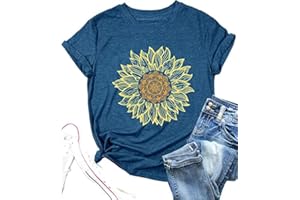 SUWATOIN Sunflower Shirts Women Flower Graphic T-Shirts Inspirational Tees Casual Faith Shirt Short Sleeve Tops