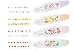 HONHULEE 4 Pcs DIY Lace Decoration Tape Pen, Decorative Pens for Diary Hand Account, Correction Tape Cute Cartoon Push Tape Sticker Diary Decor Tape Christmas Birthday Gift for Kids & Adults (color2-4PC)