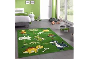 CARPETIA Tappeto per Bambini Tappeto vivaio Dinosauro Verde Größe 120x170 cm