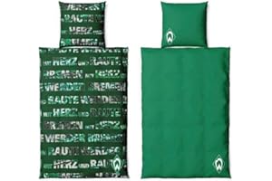 SPORTVEREIN BREMEN SV Werder Bremen Biber Wende Bettwäsche - Raute - 135 x 200 cm 2teilig Wendebettwäsche - Plus Lesezeichen I Love Bremen