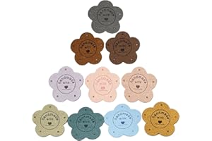 WIYOULD 40 etichette in pelle ecologica in poliuretano, fatte a mano, da cucire, in rilievo, per jeans, borse, scarpe, cappelli (H, 10 C)