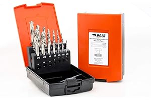 BAERCOIL BAER Gewindeschneider Set HSSG: Maschinengewindebohrer Sackloch, Kernlochbohrer: M 3 - M 12 - Gewindebohrer Satz - Gewindeschneidset - Gewindeschneidsatz M3-M12 - Maschinengewindeschneider metrisch