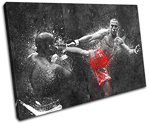 Bold Bloc Design - BJ Penn UFC MMA Grunge Sports 45x30cm SINGLE Canvas Art Print Box Framed Picture Wall Hanging - Hand Made In The UK - Framed And Ready To Hang