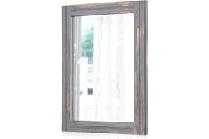 AAZZKANG Holzrahmenspiegel für Wand Rustikale Retro Hängespiegel Rechteck Dekorative Bauernhaus Schlafzimmer Badezimmer Wandspiegel Wohnkultur