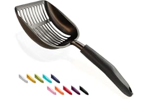 WePet Paletta per lettiera per Gatti Manico Lungo in Acciaio Inox con Supporto setaccio per Escrementi di Escrementi Paletta per Gattini e lettiere Durevole e Resistente