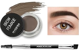 JUNHE PHOERA 6 Colors Brow Pomade, Eyebrow Pomade Gel, ​Eyebrow Cream, Highly Pigmented Eyebrow Gel, For Eye Brow MakeUp Brow Color Versatile, Defines, Sculpts, Shades,Contours(05 DARK BROWN)