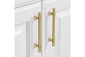 9BUILD 10 Pack 128mm Brushed Gold Kitchen Cupboard Handles - Drawer & Door Handles - Zinc Alloy Gold Finish