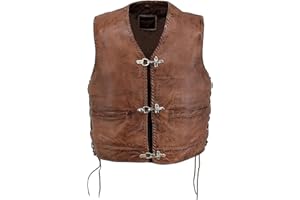 EURO STARS Herren Biker BLederweste Bon, Motorrad Lederweste, Biker Lederweste, Clubweste, Chopper kutte, Rocker weste, Rindleder Kutte, Biker Leder Kutte
