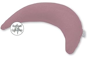 ‎THERALINE Theraline Bambusmond inkl. Bezug aus Bambus-Viskose & Bio Baumwolle, Stillkissen, Bauchstützkissen, Kuschelkissen, Reisekissen (Melange Rosenholz)