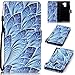 Produktbild SMART LEGEND Lederhülle für Huawei Honor 7 Ledertasche Hülle Blau Blume Muster Schutzhülle Premium PU Leder mit Handschlaufe Klapptasche Flip Wallet Case Protective Cover Innere Weiche Silikon Bookcase Handytasche Bookstyle Schale mit Kartenfächer Magnetverschluß Standfunktion Etui
