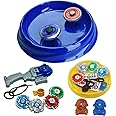 mQFIT 8 in 2 Metal Spinning Tops Combo with Stadium Set and 3 Launchers (8 Tops, 3 launchers, 1 Stadium) (Multi_Color) Toy for Boys and Girls