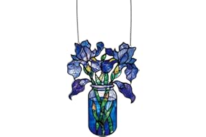 Xuoxeji Iris Window Hanging Acrylic Panel - Stained Glass Art for Living Room Wall Home Decor