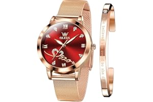 OLEVS Ladies Watches Rose Gold Mesh Strap Fashion Dress Quartz Waterproof Luminous Female Wrist Watches for Women Bracelet Sets