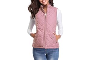 fuinloth Chaleco Mujer Acolchado Invierno sin Mangas Chalecos Exteriores sin Abrigo Ligero con Cremallera ​con Bolsillos