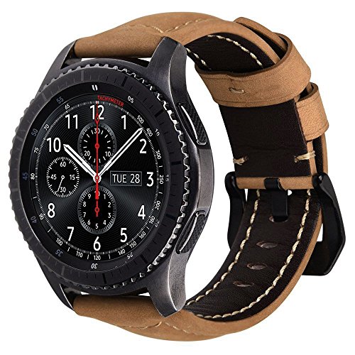 Gear S3 Frontier / Classic Watch Armband ,V-MORO Echtes Leder Ersatzband für Samsung Gear S3 Classic Watch (P-Leder braun bk) - 2