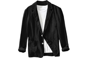 NaLatia Giacca in lino, da uomo, estiva, leggera, blazer, per il tempo libero, con due bottoni, leggera, sportiva, per il tempo libero, giacca da uomo,Blazer da uomo
